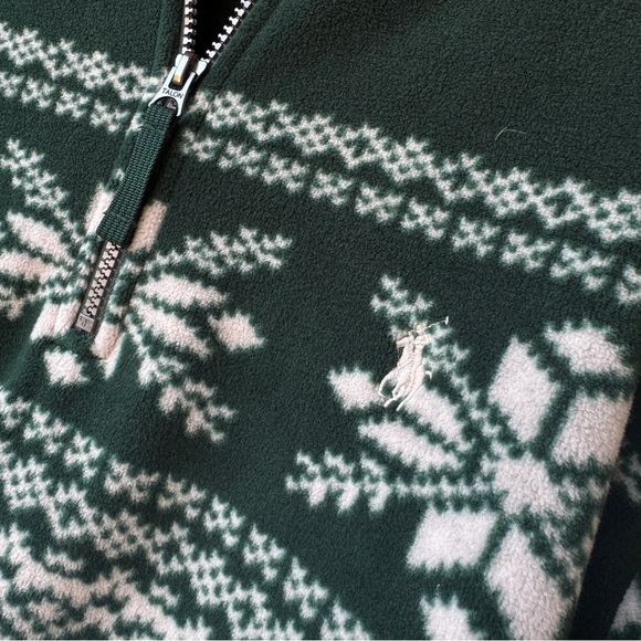 NWT Ralph Lauren Men's Green Snowflake Half-Zip Fleece Sweater XXL - Picture 5 of 7